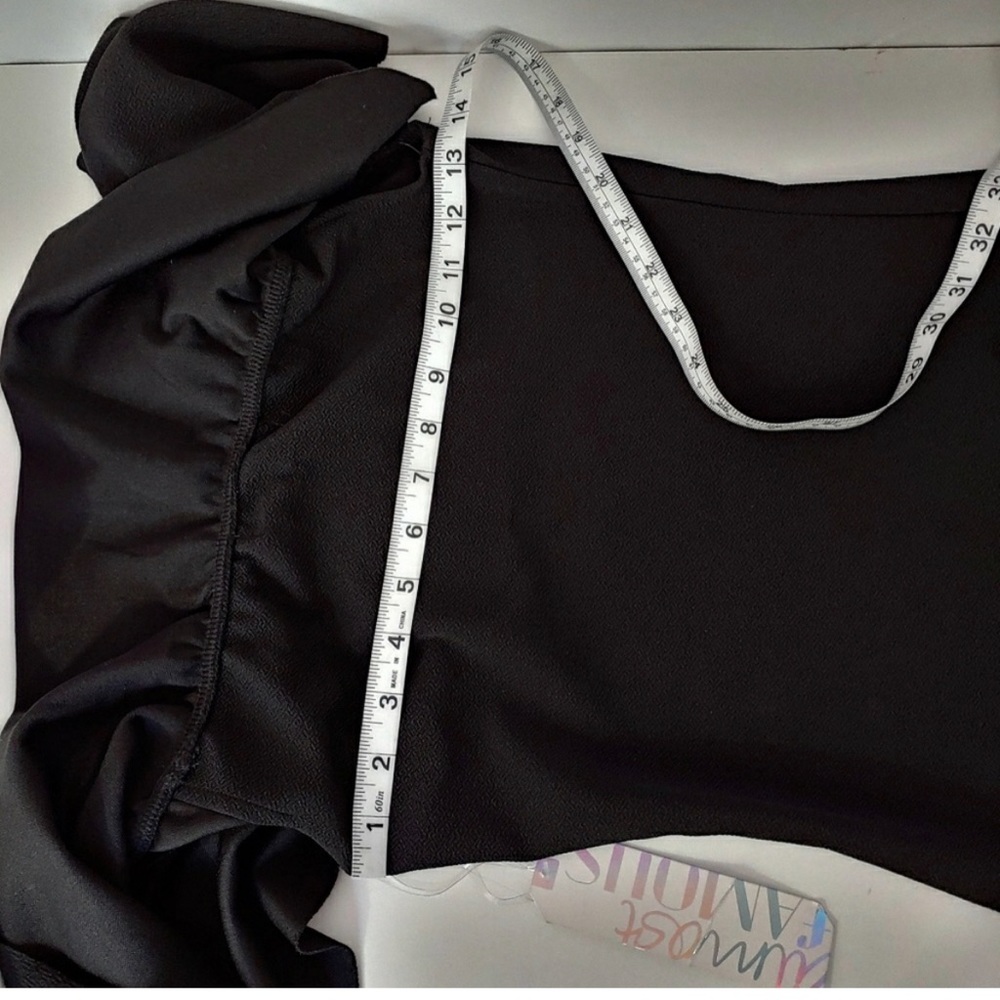 Black Ruffle Off The Shoulder Bodycon Dress - Picture 4 of 5